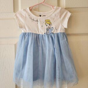 Disney Cinderella Baby Girls Dress 12M White & Blue Tulle Skirt Jumping Beans Li
